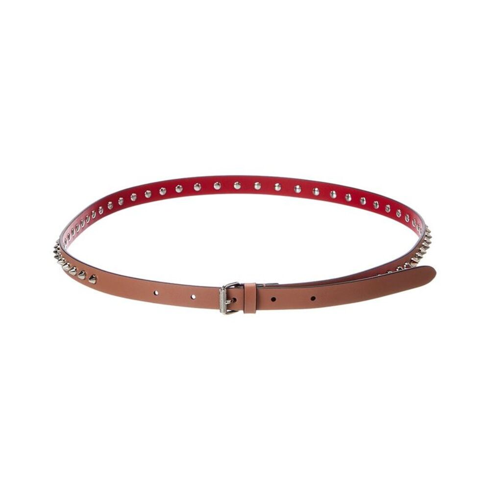 Christian Louboutin Logo Leather Belt, Tan